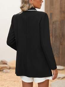 Chiquease 撞色滾邊單釦西裝外套 - 黑色 - 查看 2