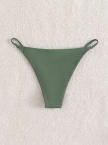 SHEIN Swim Plain Bikini Bottom - Green - View 2