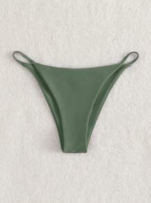 SHEIN Swim Plain Bikini Bottom - Green - View 3