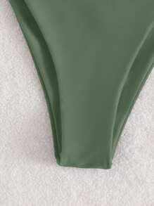SHEIN Swim Plain Bikini Bottom - Green - View 4
