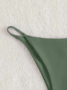 SHEIN Swim Plain Bikini Bottom - Green - View 5