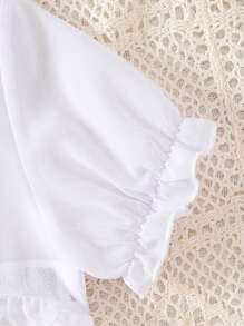 女大童素色吊帶連衣裙&前紐扣荷葉邊襯衫 - 彩色 - 查看 4