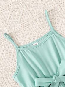 女大童素色吊帶連衣裙&前紐扣荷葉邊襯衫 - 彩色 - 查看 6