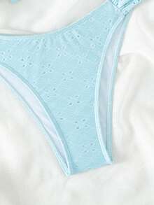 Knot Front Bandeau Bikini Set For Summer Beach - Baby Blue - View 4