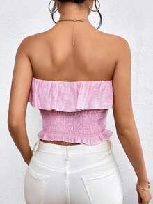 Chiquease 荷葉邊抹胸上衣 - 粉色 - 查看 2