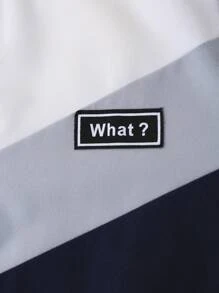 SHEIN Young Boy Letter Patched Colorblock Zip Up Thermal Lined Jacket - Multicolor - View 4