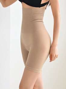 DAZY 實心寬帶大小腹提臀褲 - 卡其色 - 查看 3