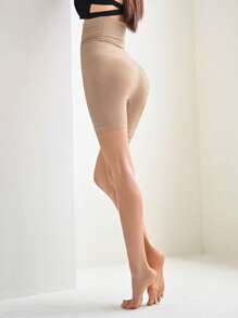 DAZY 實心寬帶大小腹提臀褲 - 卡其色 - 查看 4