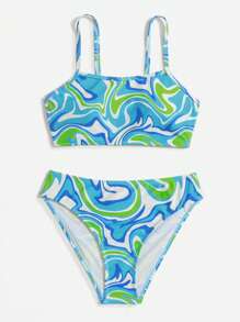 SHEIN Bộ bikini in hình cô gái tuổi teen đi biển mùa hè - Nhiều màu - Xem 5