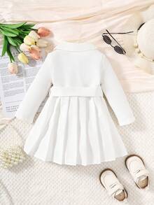 女嬰西裝領腰帶襯衫連衣裙