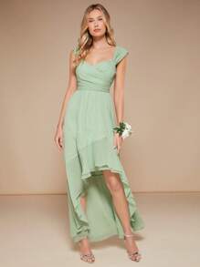 SHEIN Belle 素色高低下擺連衣裙