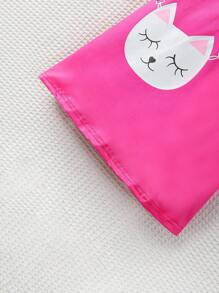 Baby Girl Cartoon Graphic Zip Half Placket Tee Dress - Hot Pink - View 5