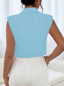 Chiquease Chất rắn Nút đôi Áo khoác Vest - Màu xanh nhạt - Xem 2