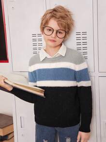 SHEIN Chico preadolescente Jersey de color combinado sin camisa - Multicolor - Ver 1