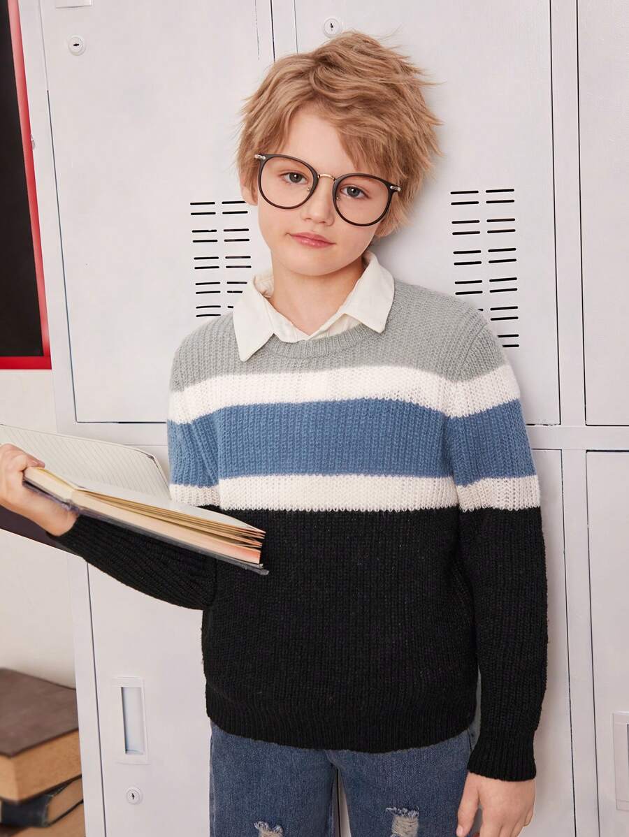 SHEIN Chico preadolescente Jersey de color combinado sin camisa - Multicolor - Ver 1