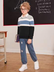 SHEIN Chico preadolescente Jersey de color combinado sin camisa - Multicolor - Ver 3