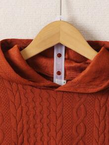 SHEIN Young Boy Solid Hoodie & Trousers - Rust Brown - View 4