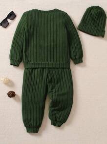 SHEIN Mali chłopcy Dekoracyjne naszycie z napisem Bluza i spodnie dresowe & Kapelusz