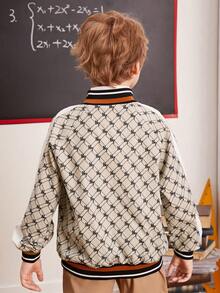 SHEIN Tween Boys' Casual Printed Splicing Jacket With Side Contrast - Multicolor - View 2