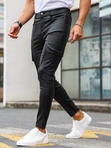 Manfinity LEGND Hombres Jeans cargo con bolsillo lateral con solapa - Negro - Ver 5