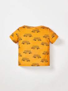 Cozy Pixies Baby 3pcs Striped & Car Print Contrast Binding Tee - Multicolor - View 2