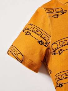 Cozy Pixies Baby 3pcs Striped & Car Print Contrast Binding Tee - Multicolor - View 7