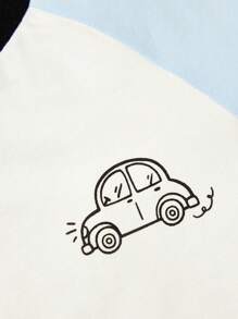 Cozy Pixies Baby 3pcs Striped & Car Print Contrast Binding Tee - Multicolor - View 8