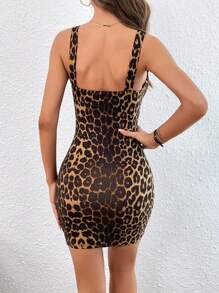 Firerie Vestido ajustado de tirantes con estampado de leopardo