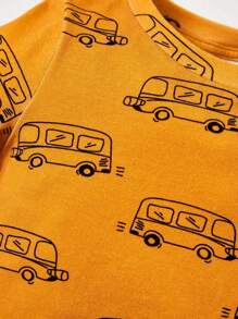 Cozy Pixies Baby 3pcs Striped & Car Print Contrast Binding Tee - Multicolor - View 20