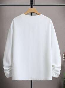 Manfinity Hypemode Camisa De Cuello En V Exagerado Con Manga Obispo Sólida Para Hombres - Blanco - Ver 2