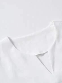 Manfinity Hypemode Camisa De Cuello En V Exagerado Con Manga Obispo Sólida Para Hombres - Blanco - Ver 5