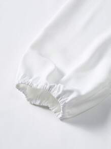 Manfinity Hypemode Camisa De Cuello En V Exagerado Con Manga Obispo Sólida Para Hombres - Blanco - Ver 6