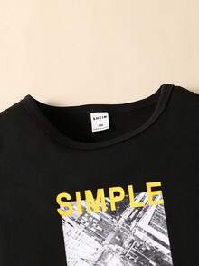 SHEIN Young Boy Letter Graphic Tee & Trousers - Multicolor - View 5