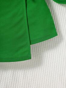 SHEIN Young Girl Rainbow Print Tee & Bow Front Asymmetrical Hem Skirt & Bag Set