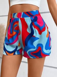 SHEIN VCAY Quần đùi nữ Tất cả trên in Giải trí - Nhiều màu - Xem 4