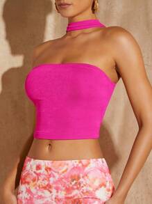 SHEIN BAE 素色繞頸短上衣