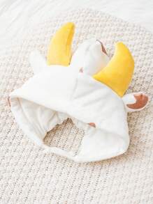 Baby Girl Cartoon Animal Costume Bodysuit & Accessory Hat - White - View 3