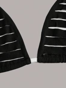 SHEIN ICON Cắt ra Ca-vát Backless Áo hai dây - Đen và trắng - Xem 4