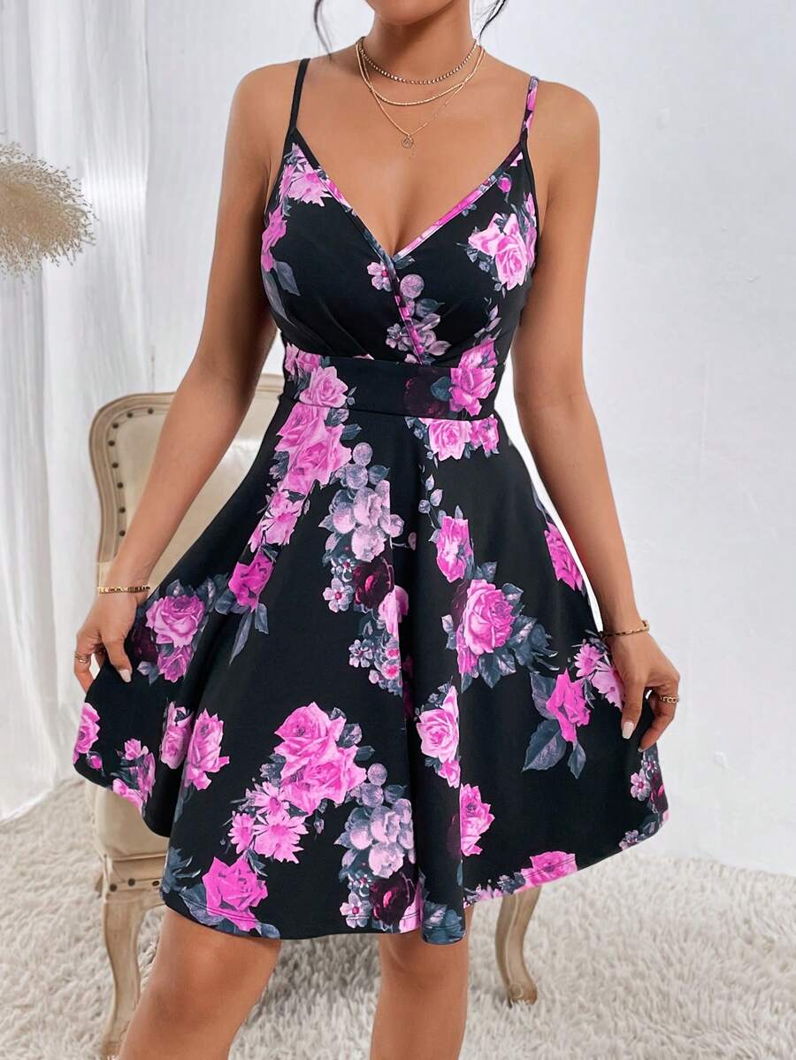 SHEIN Privé 印花吊帶洋裝 - 彩色 - 查看 1