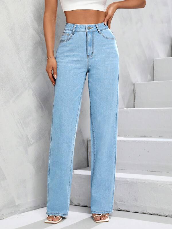 SHEIN Tall High Waist Straight Leg Jeans SHEIN UK