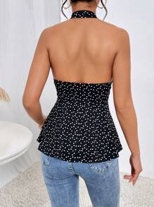 SHEIN Privé In Trái tim Không lưng Áo hai dây - Đen và trắng - Xem 2