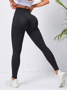 SHEIN Sport Studio Legginsy do jogi Marled Dzianinowe bezszwowe, przylegające do bioder legginsy treningowe z kontrolą brzucha