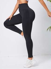 SHEIN Sport Studio Legginsy do jogi Marled Dzianinowe bezszwowe, przylegające do bioder legginsy treningowe z kontrolą brzucha