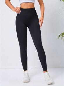 SHEIN Sport Studio Legginsy do jogi Marled Dzianinowe bezszwowe, przylegające do bioder legginsy treningowe z kontrolą brzucha