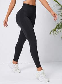 SHEIN Sport Studio Legginsy do jogi Marled Dzianinowe bezszwowe, przylegające do bioder legginsy treningowe z kontrolą brzucha