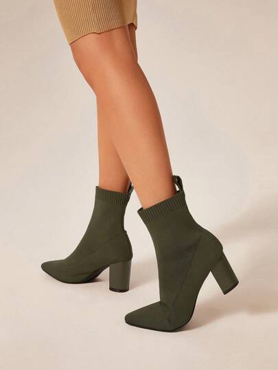 CUCCOO BASICS Women Shoes Valentine Days Day Elegant Minimalist Point Toe Green Sock Boots Vacation Shoes Summer For And Spring Shoes Spring Break Easter For Christmas