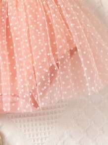 Baby Girl Contrast Dobby Mesh Ruched Bodysuit & Headband