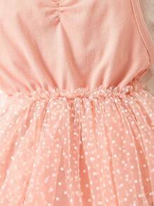 Baby Girl Contrast Dobby Mesh Ruched Bodysuit & Headband