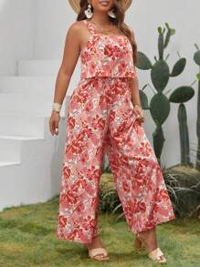 SHEIN VCAY Jumpsuits Plus Size Hoa Tất cả trên in Boho - Nhiều màu - Xem 3