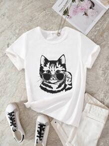 Tops con gái Thú vật Giải trí - trắng - Xem 1